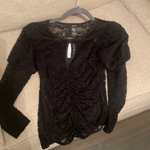 New Smythe black lace keyhole blouse small - tags on